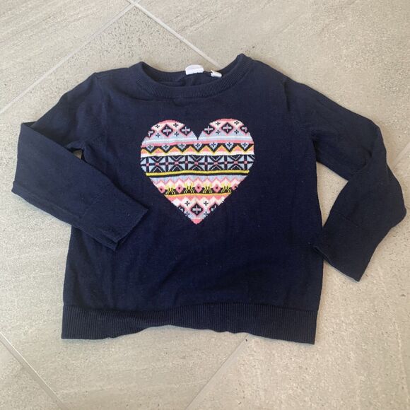 Gap Kids Girls Navy Knit Sweater With Heart Sixe XS - Picture 1 of 5